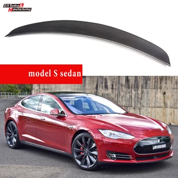 CF Spoiler pentru Tesla Model S (2012 - 2020) | 3*3 3K Diagonal Fibra de Carbon, OEM Montarea, Finisaj Lucios, UV Taie